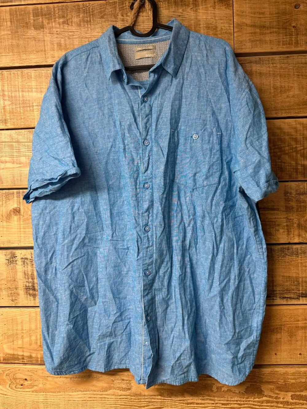 💙 Men’s BRUNO Short Sleeve Shirt – Size XL – Blue – Linen – $15 💙